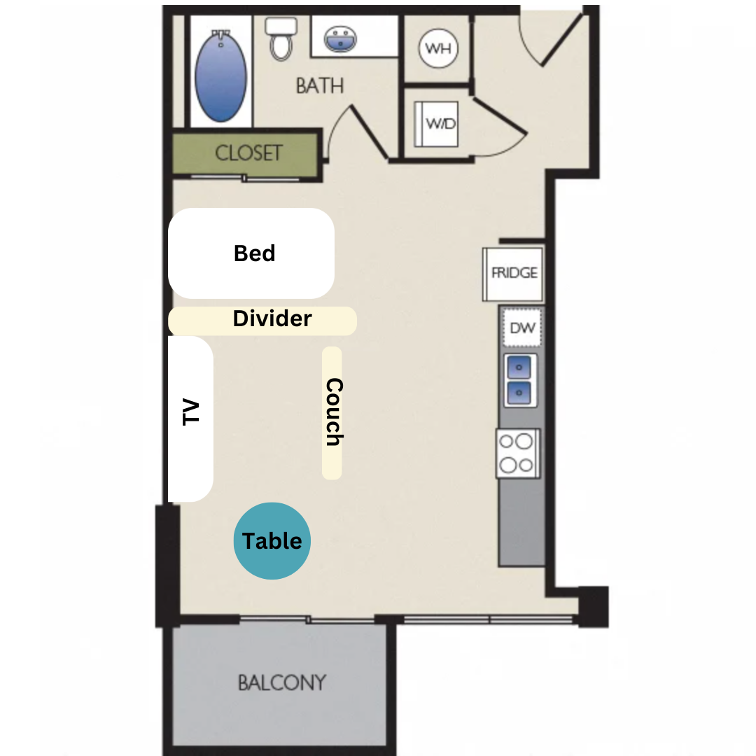 A Smart Studio Apartment Layout for Tiny Spaces - Elizabeth Vigen